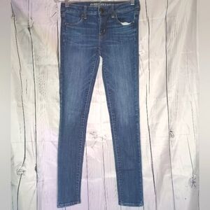 American Eagle Blue Skinny Jeggins Super Super Stretch